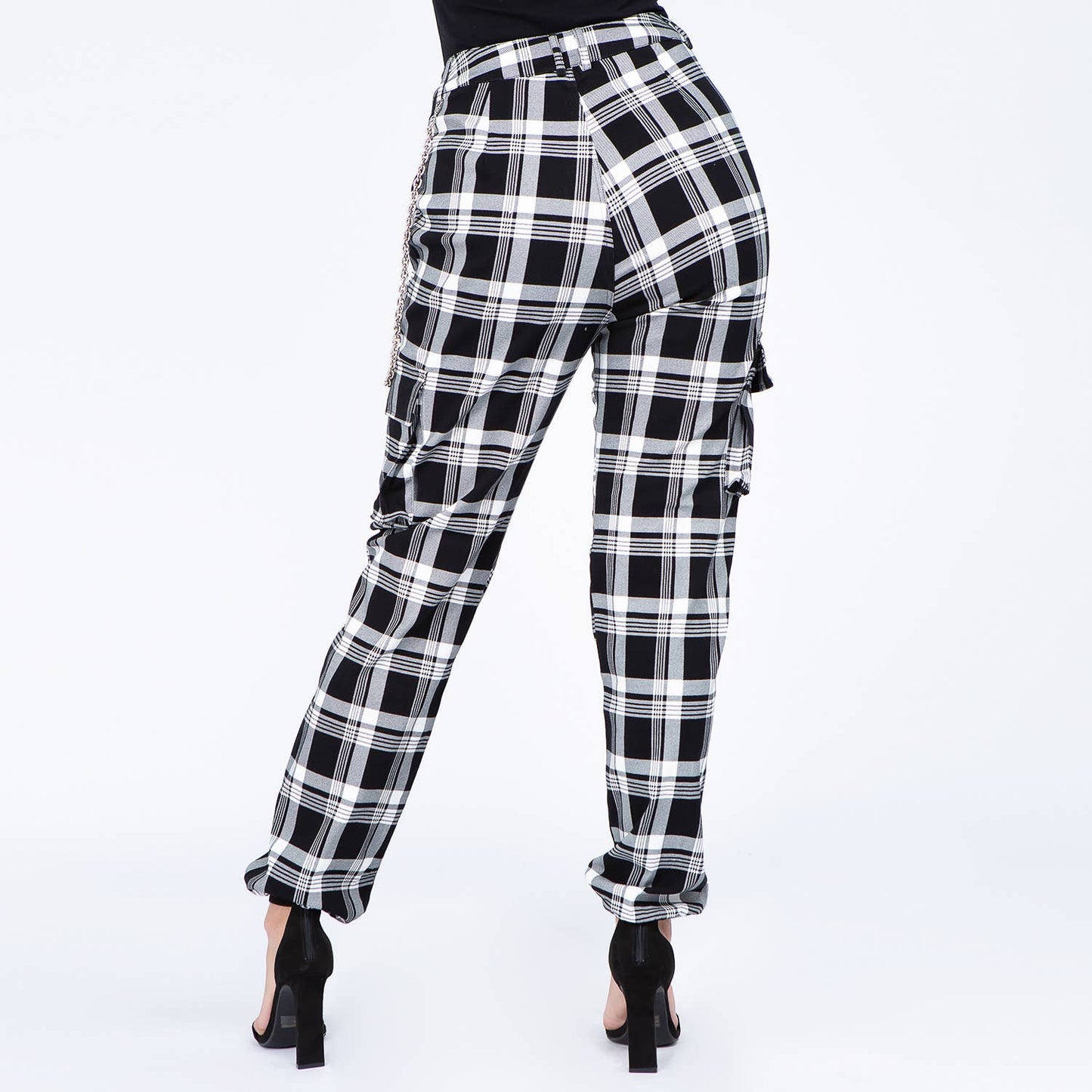 High Waist Checker Cargo Joggers | Plus størrelse| Amerikansk Bazi