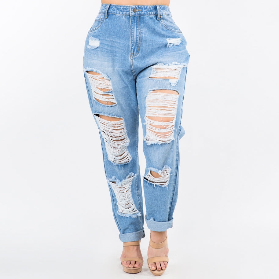 Distressed Hollywood Jeans | Plus størrelse | Amerikansk Bazi