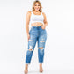 High Waist Boyfriend Roll Up Jeans | Plus Size | American Bazi