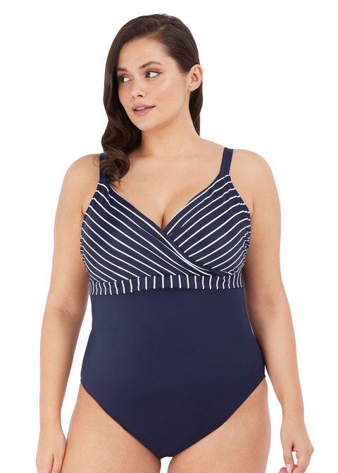 Plain Sailing Midnight Stripe Non Wired Moulded Swimsuit | Elomi