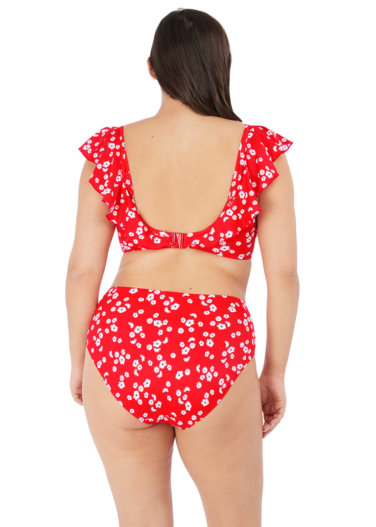 Effen zeilrode bikinitop met bloemenprint | Elomi