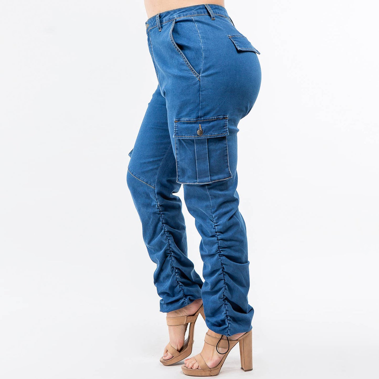 High Waist Shirred Jogger Pants | High Plus | American Bazi