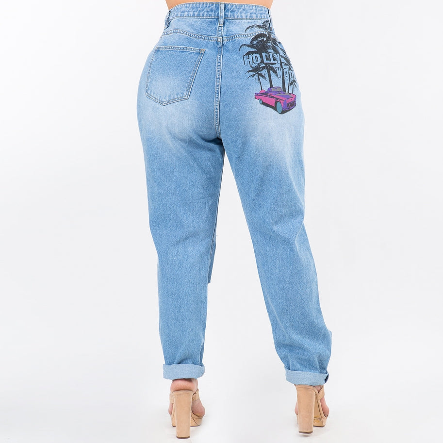 Distressed Hollywood Jeans | Plus størrelse | Amerikansk Bazi