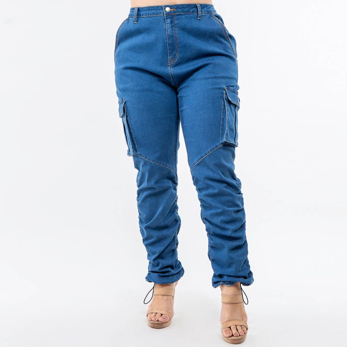 Gesmokte joggingbroek met hoge taille | Hoog plus | Amerikaanse Bazi