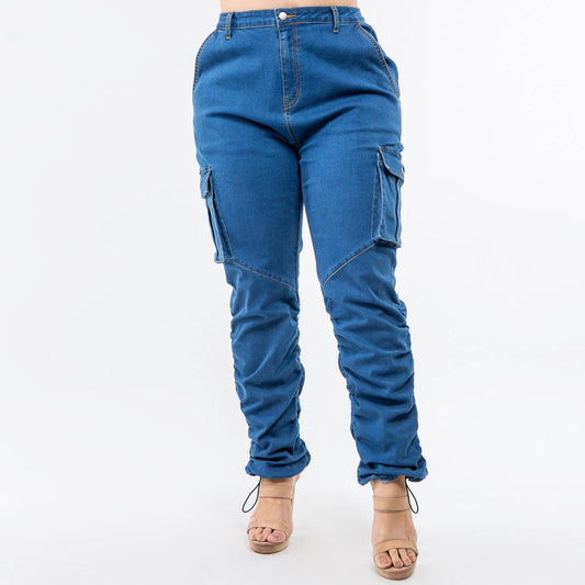 High Waist Shirred Jogger Pants | High Plus | American Bazi