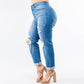 High Waist Boyfriend Roll Up Jeans | Plus Size | American Bazi