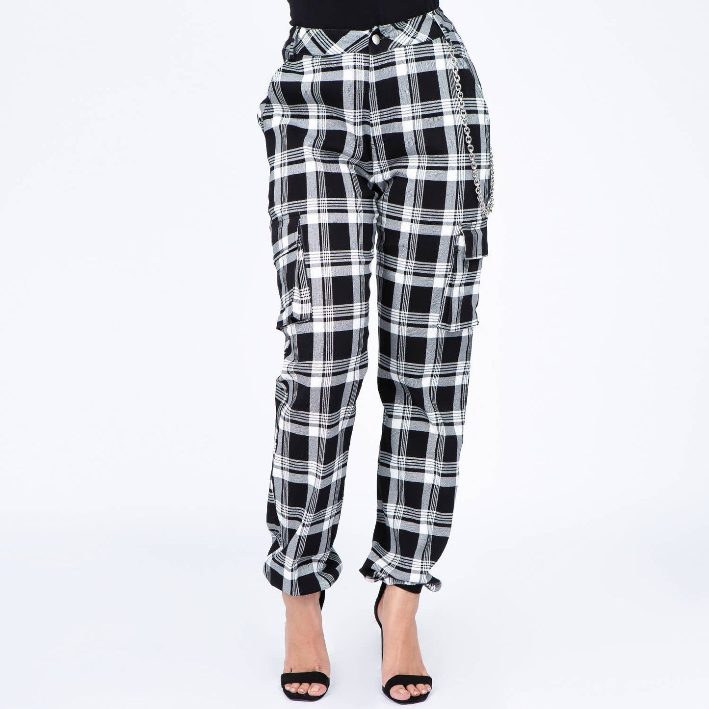 High Waist Checker Cargo Joggers | Plus størrelse| Amerikansk Bazi